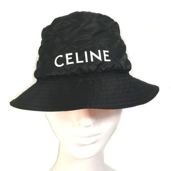 Celine | Accessories | Celine Logo Quilted Hat Black Nylon  display picture 1